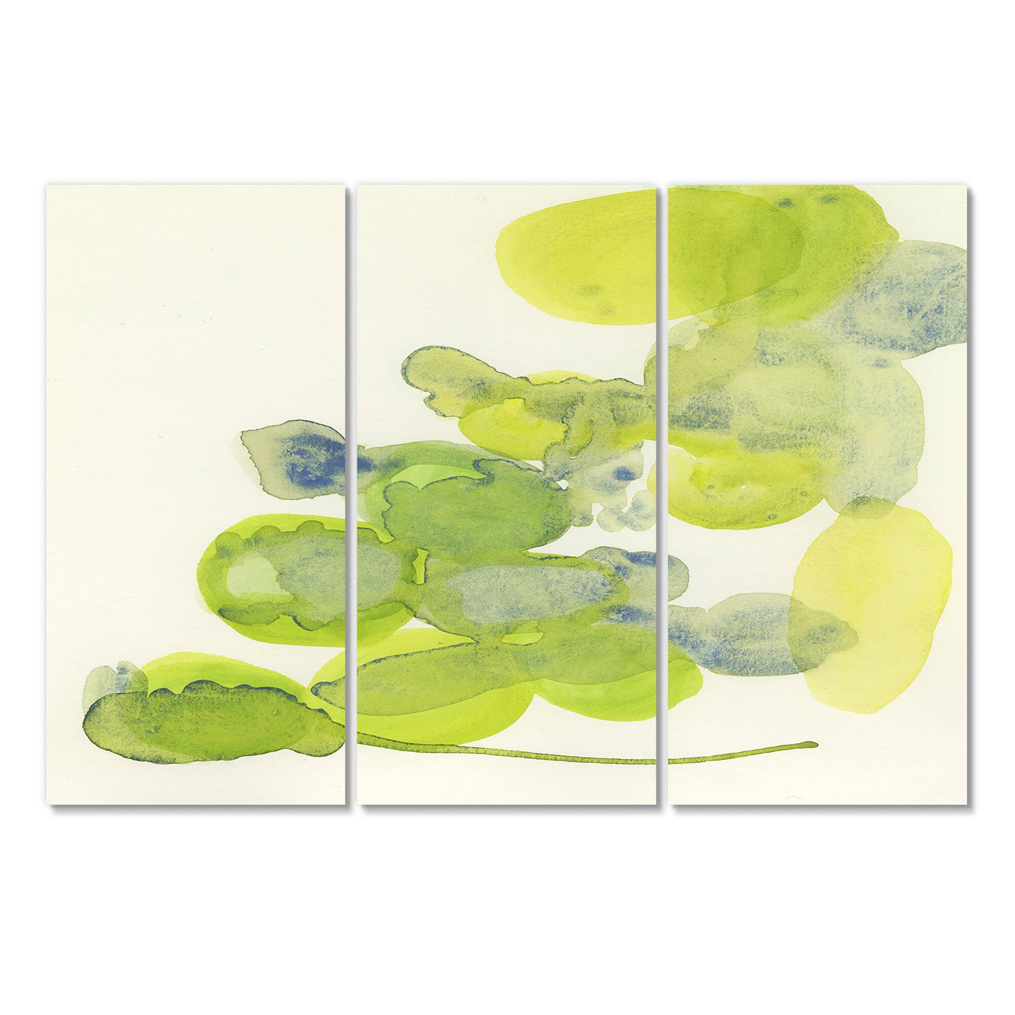 Designart - Handpainted Green Leaves Impression